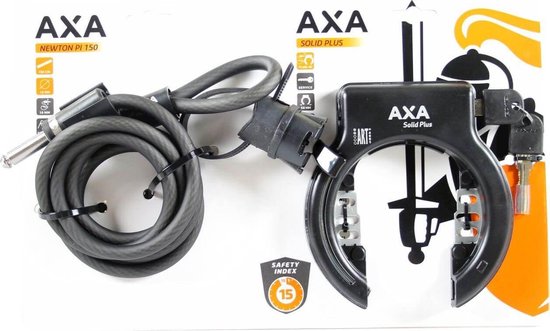 AXA Ringslot Solid Plus &amp; Plug-in kabel 150cm - Zwart
