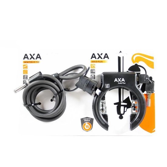 AXA Ringslot Solid Plus &amp; Plug-in kabel 150cm - Zwart