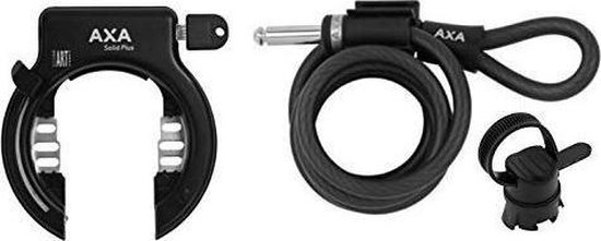 AXA Ringslot Solid Plus &amp; Plug-in kabel 150cm - Zwart