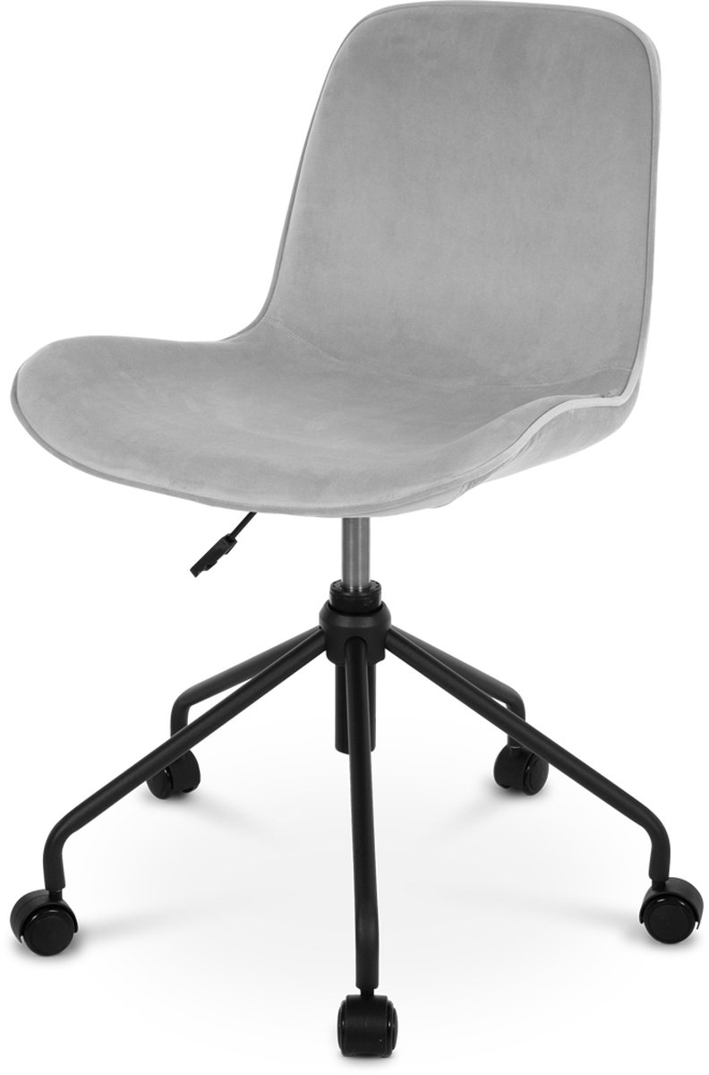 Nolon Nout bureaustoel velvet soft grey - zwart onderstel - Grijs