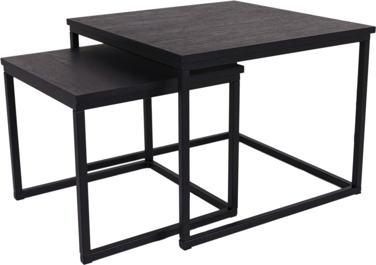 MaximaVida vierkante salontafel set Chicago XL 60 cm - A-grade p - Zwart