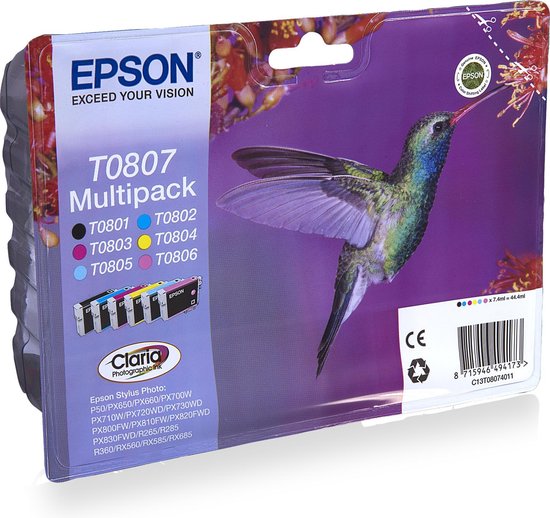 Epson T0807 - Inktcartridge / / Cyaan / Magenta / Geel / Licht Magenta / Licht Cyaan - Zwart