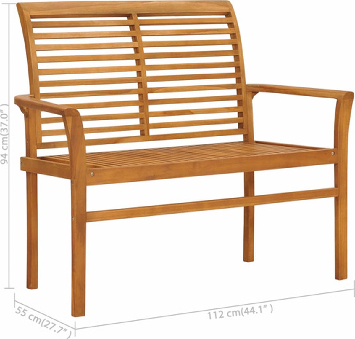 vidaXL Tuinbank met kussen 112 cm massief teakhout - Groen