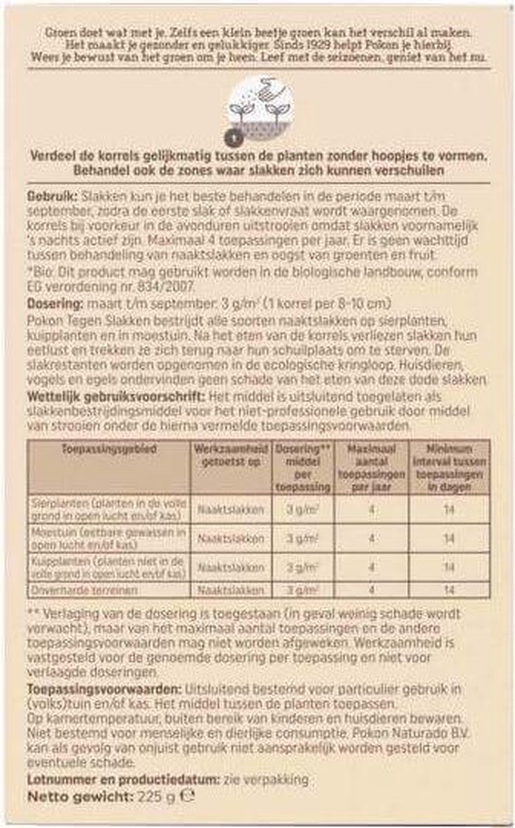 Pokon Tegen Slakken Korrels 225 g