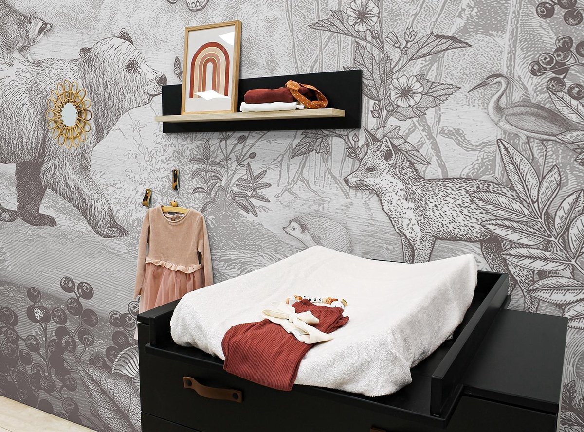 Bopita Floris commode met 3 laden - Mat/Naturel - Zwart