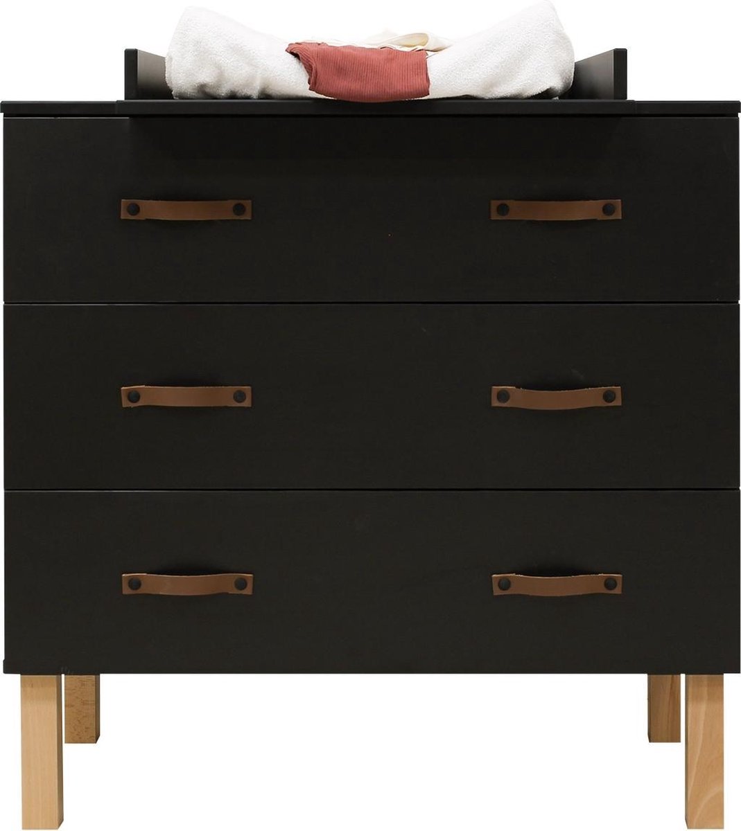 Bopita Floris commode met 3 laden - Mat/Naturel - Zwart