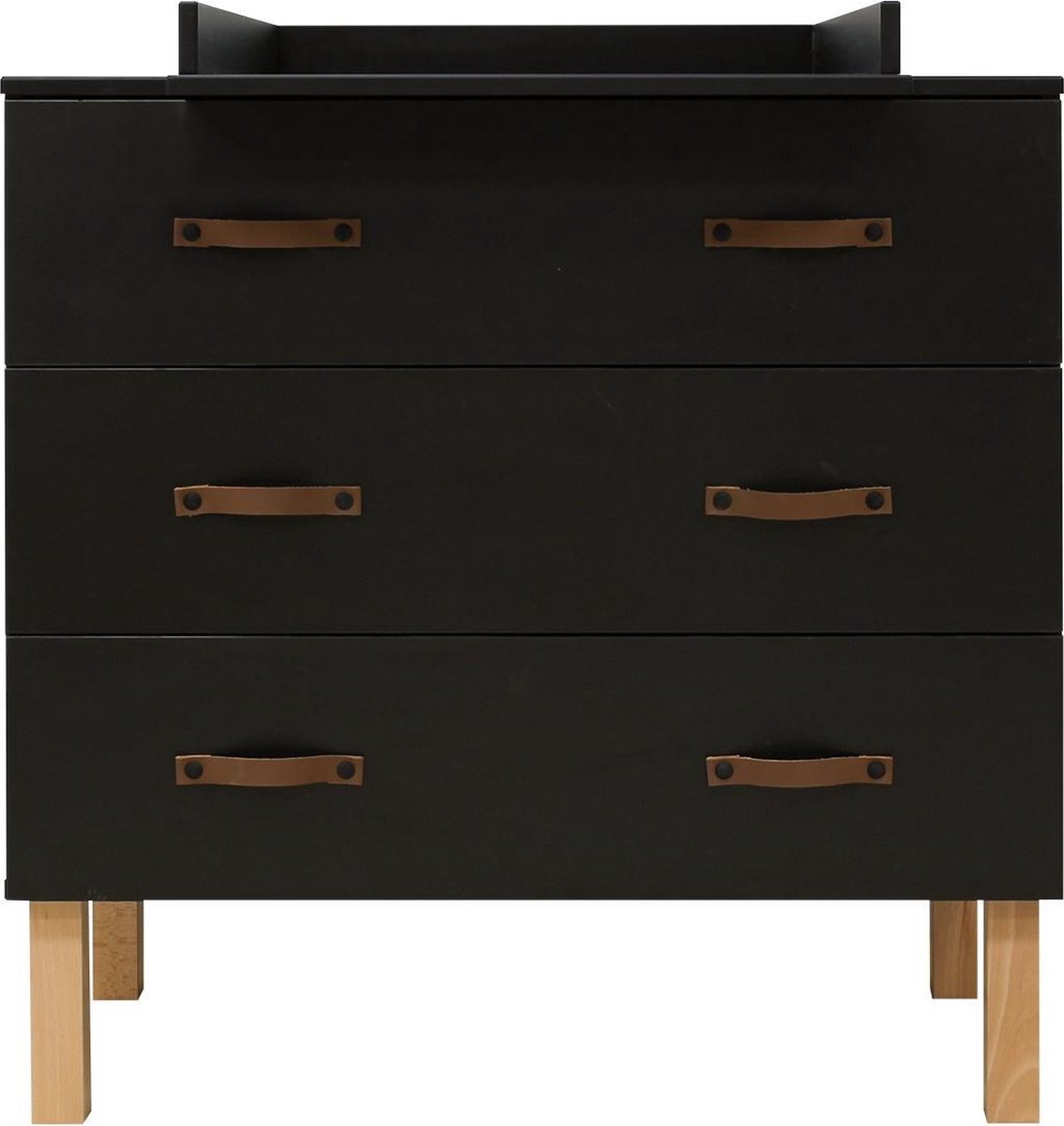 Bopita Floris commode met 3 laden - Mat/Naturel - Zwart