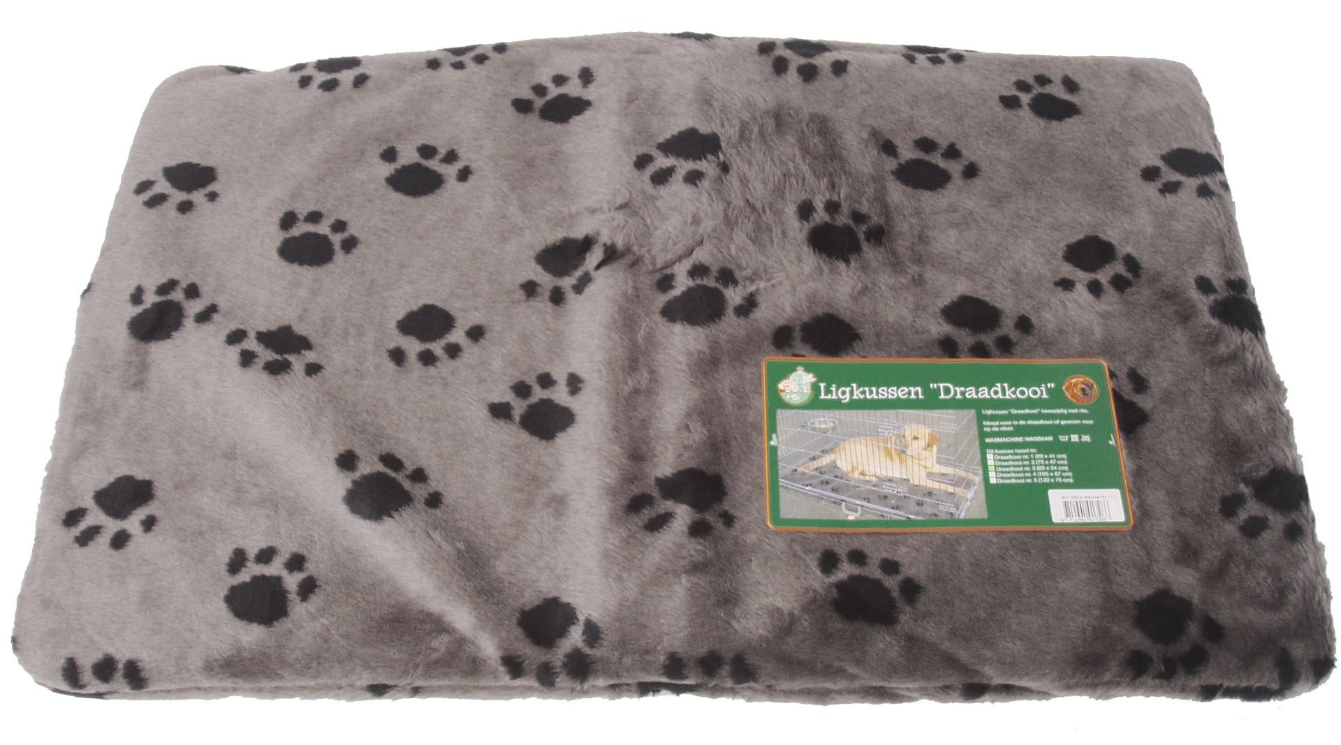 Gebr. de Boon Kussen voor draadkooi grijs/paw 89x54 cm anti slip