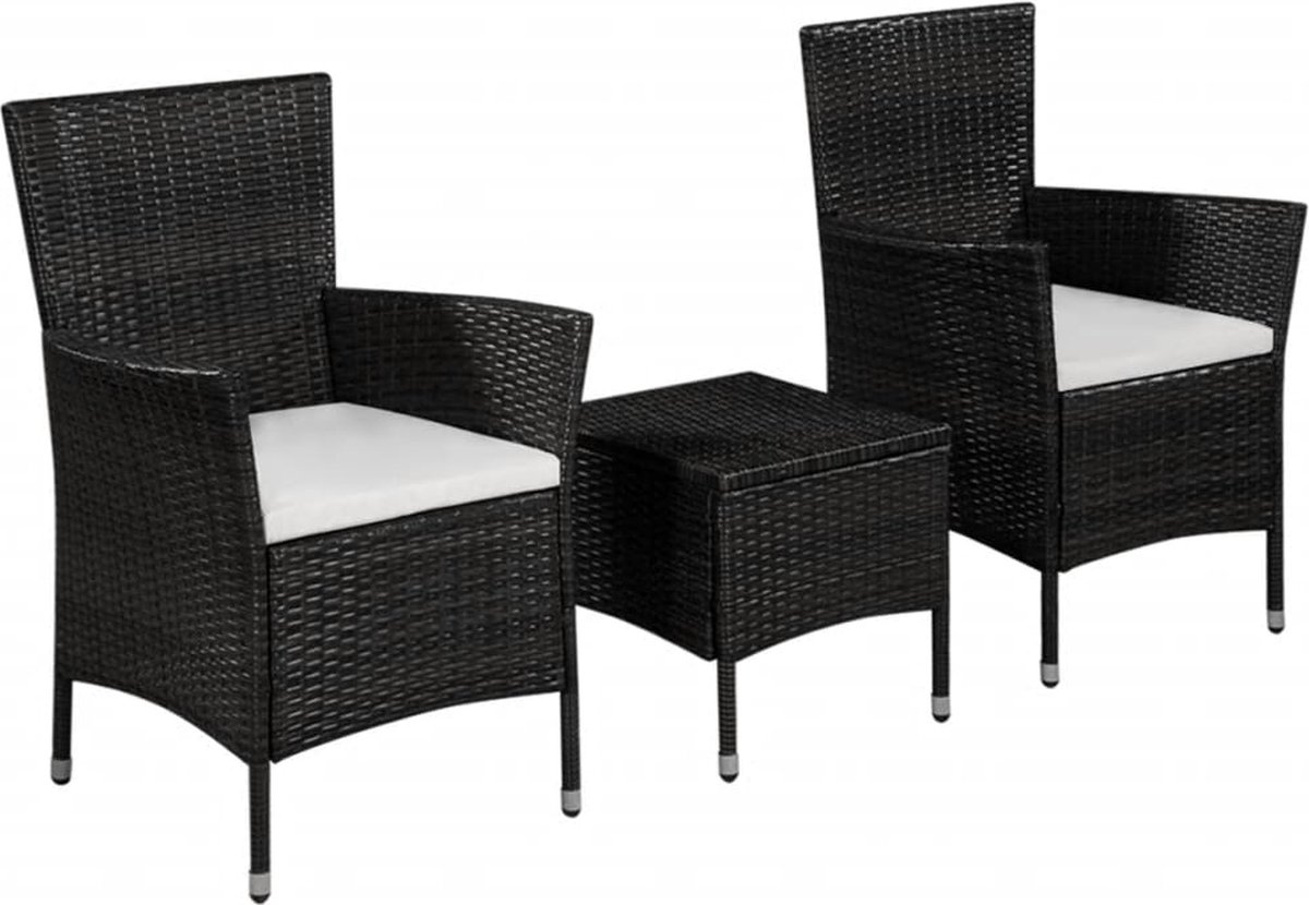 vidaXL Bistroset poly rattan - Negro