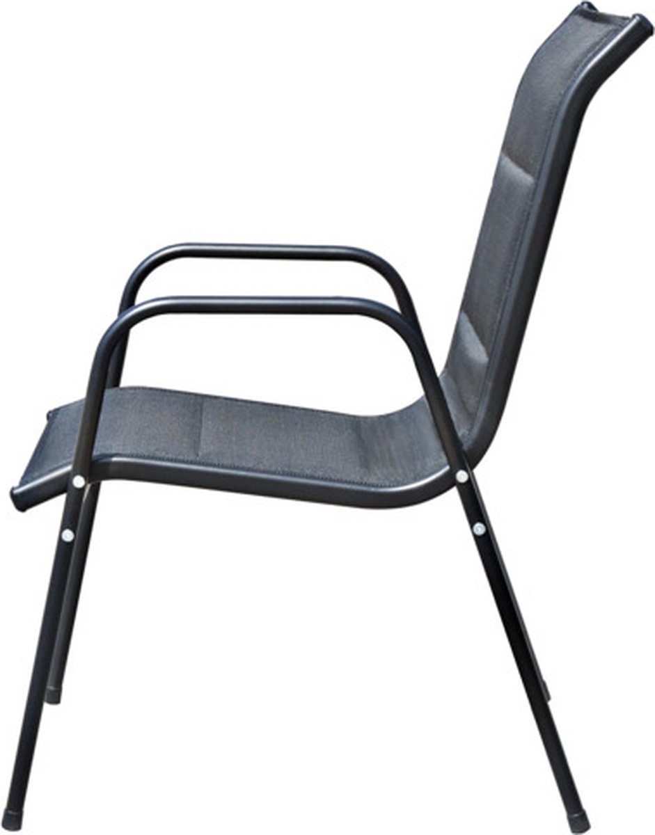 vidaXL Bistroset 50x71 cm staal textileen - Zwart