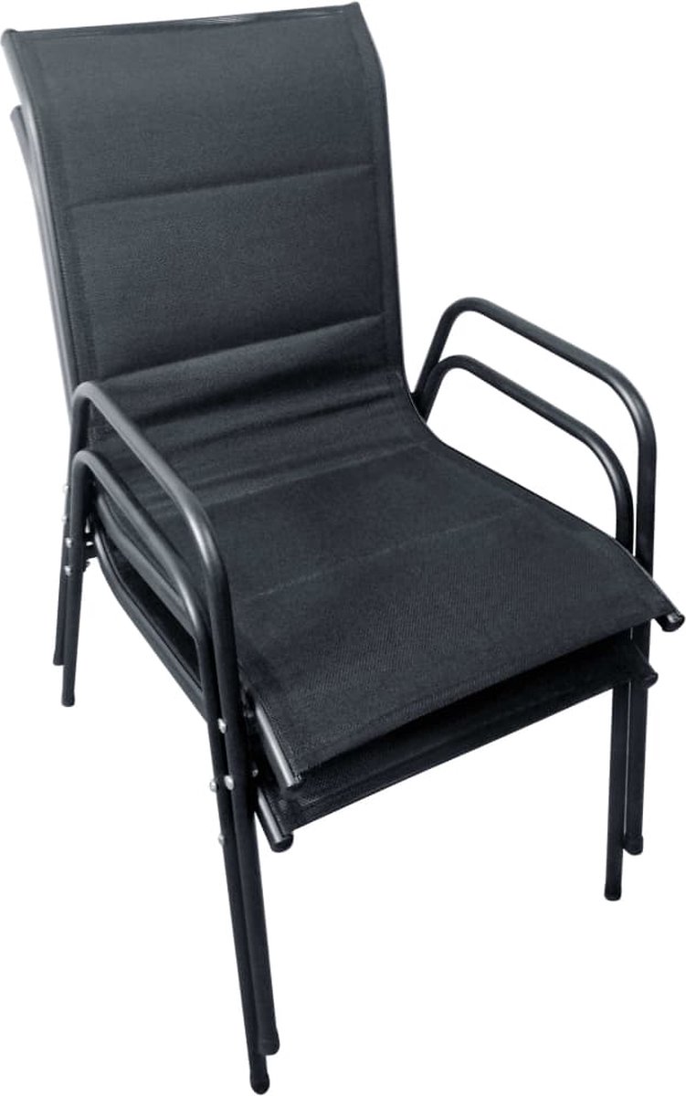 vidaXL Bistroset 50x71 cm staal textileen - Zwart