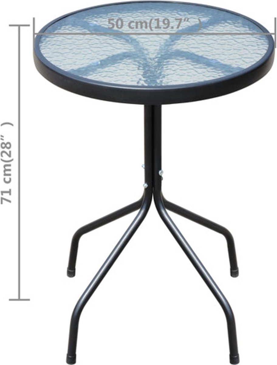 vidaXL Bistroset 50x71 cm staal textileen - Zwart