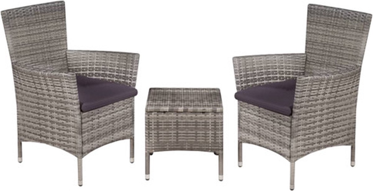 vidaXL Bistroset poly rattan - Gris