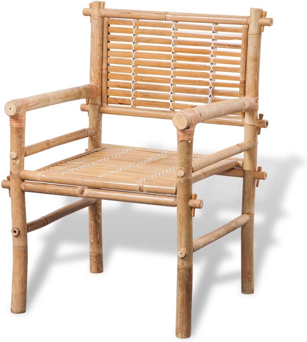 vidaXL Bistroset met bijzettafeltje en kussens bamboe - Bruin