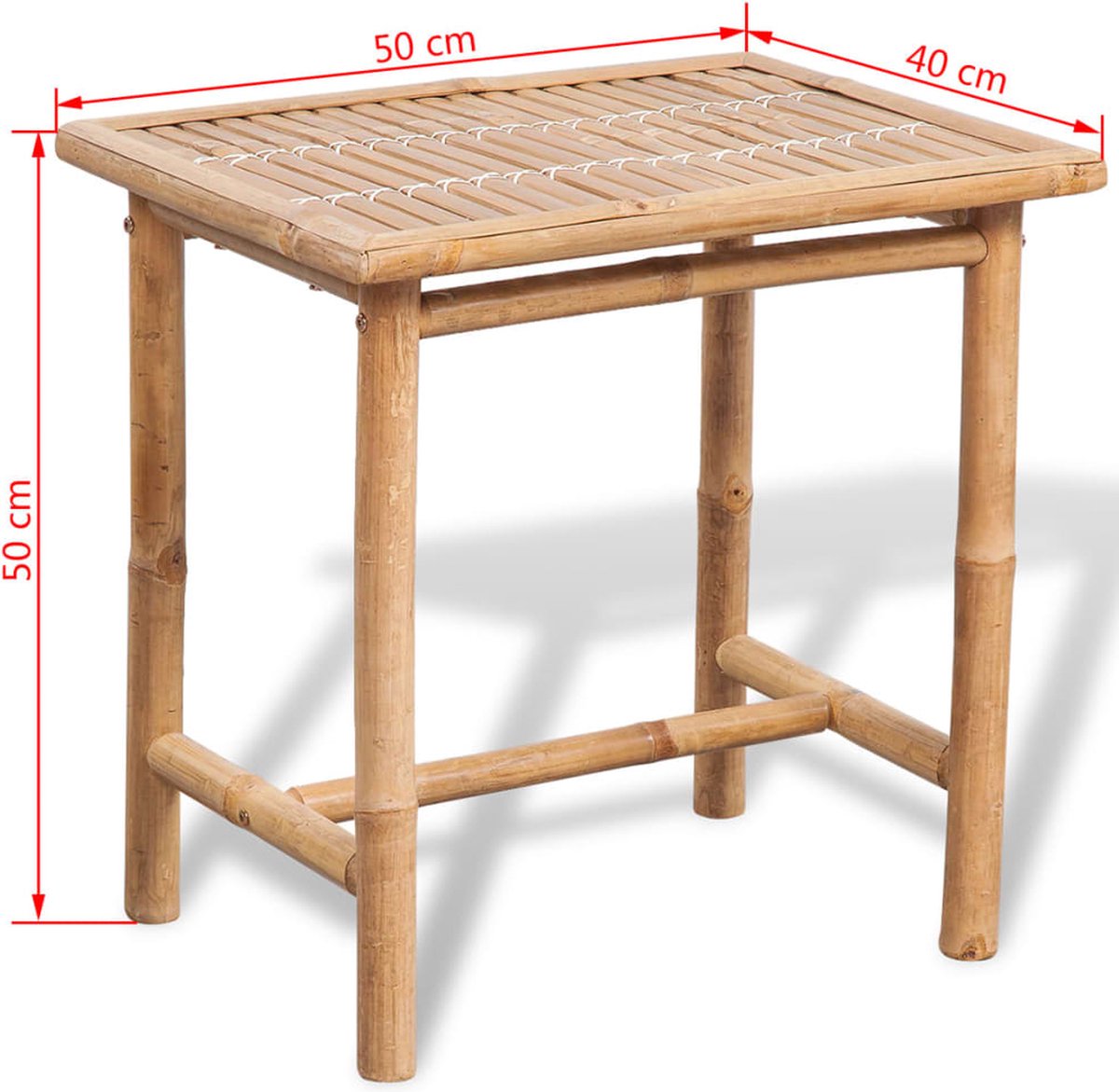 vidaXL Bistroset met bijzettafeltje en kussens bamboe - Bruin