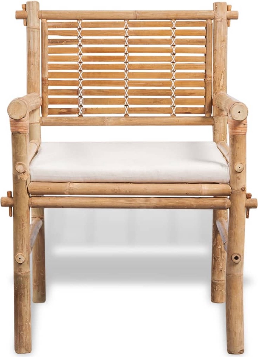 vidaXL Bistroset met bijzettafeltje en kussens bamboe - Bruin