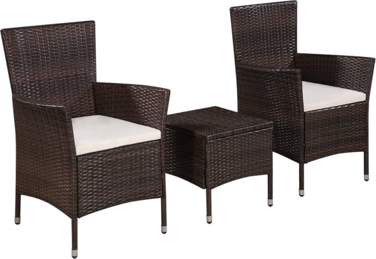 vidaXL Bistroset poly rattan - Marrón