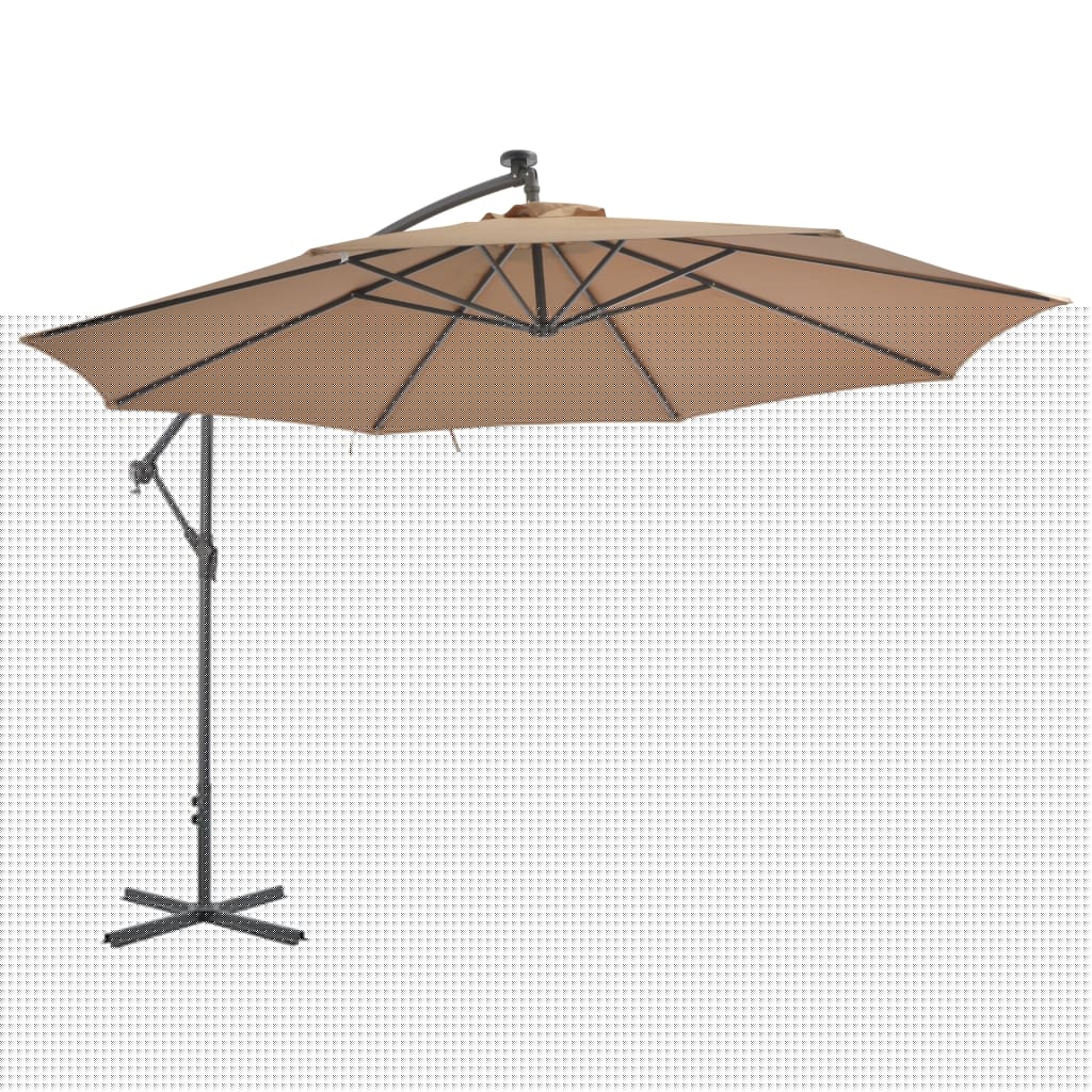 vidaXL Zweefparasol met aluminium paal 350 cm taupe - Bruin