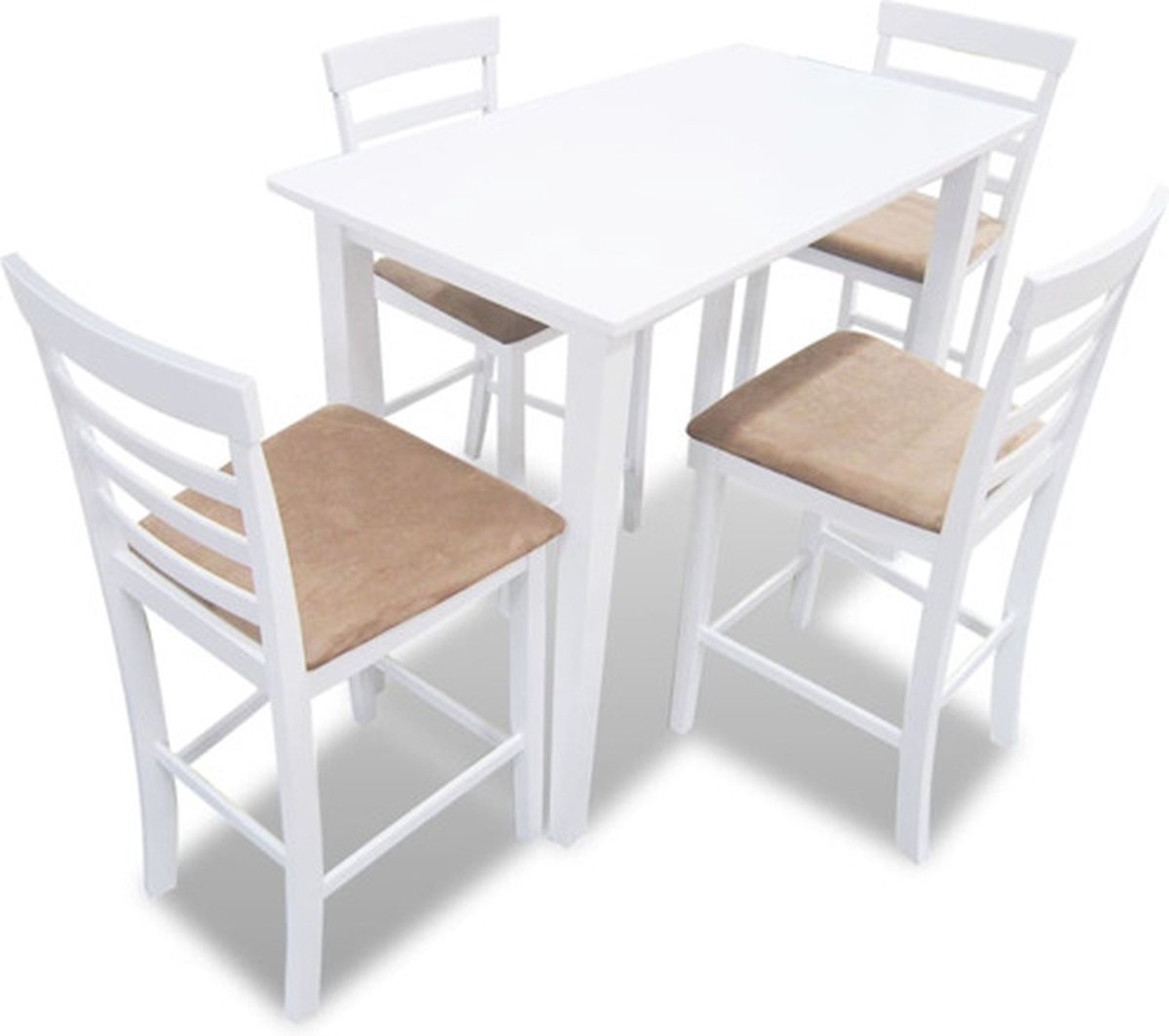 vidaXL Bartafel en 4 barstoelen set hout wit