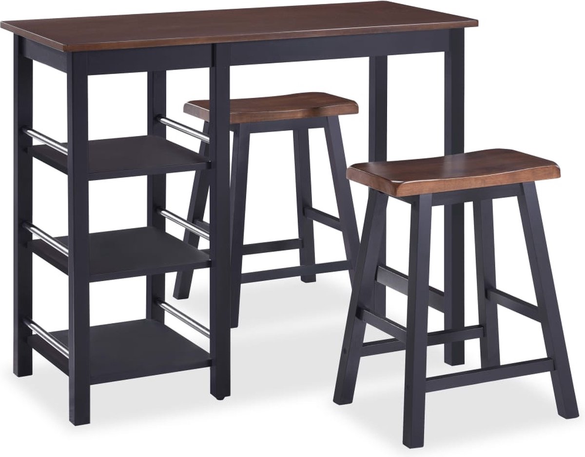 vidaXL Barset MDF 3-delig - Negro