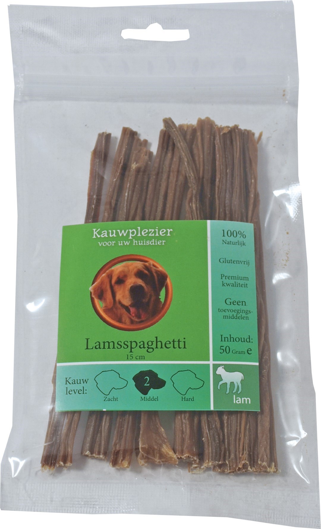 Gebr. de Boon Natuurlijke snack zak lamsspaghetti 15 cm 50 gram