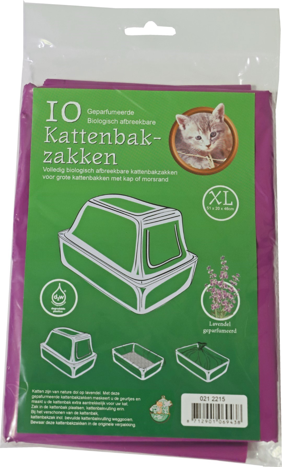 Gebr. de Boon Pak a 10 stuks bio-kattenbakzak lavendel XL