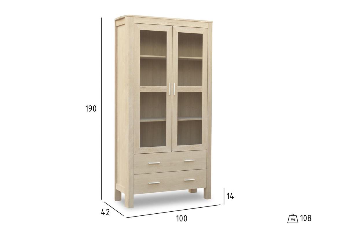 Hioshop Veneto buffetkast eiken vitrine. - Bruin