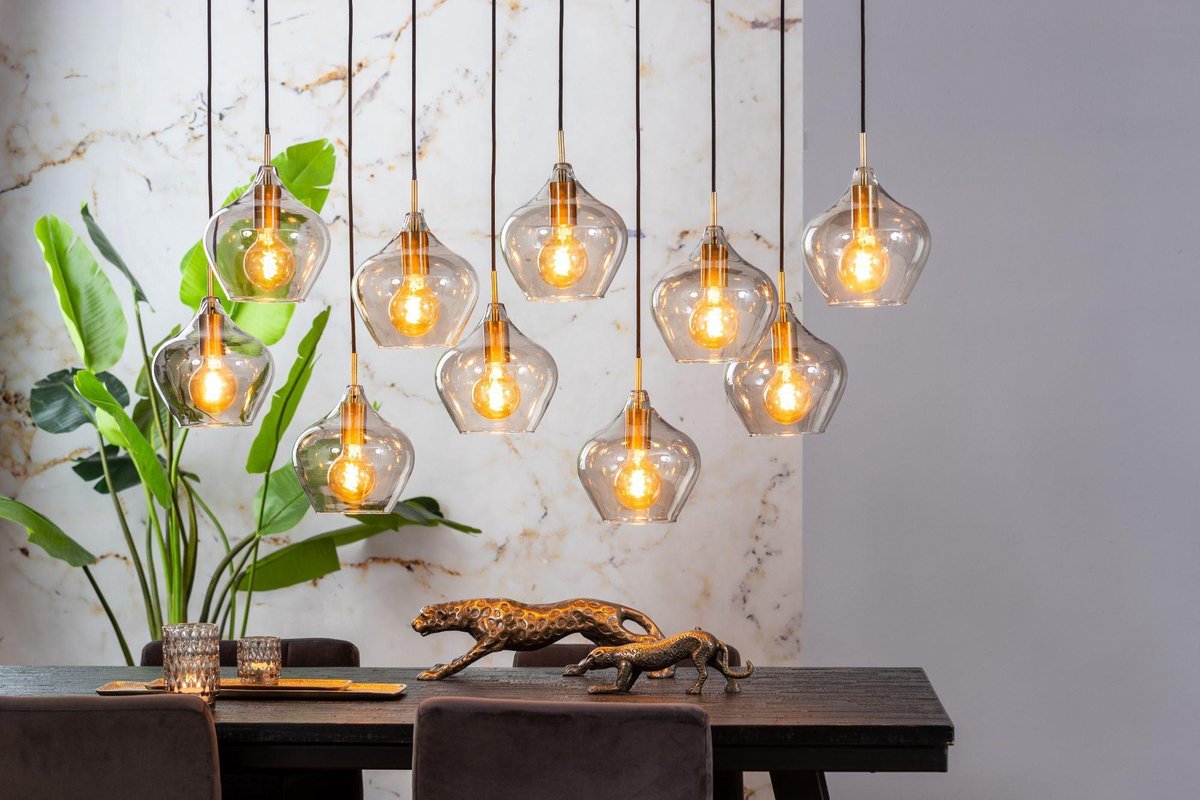 Light & Living Hanglamp Rakel 10L - Antiek Brons/Smoke - Grijs