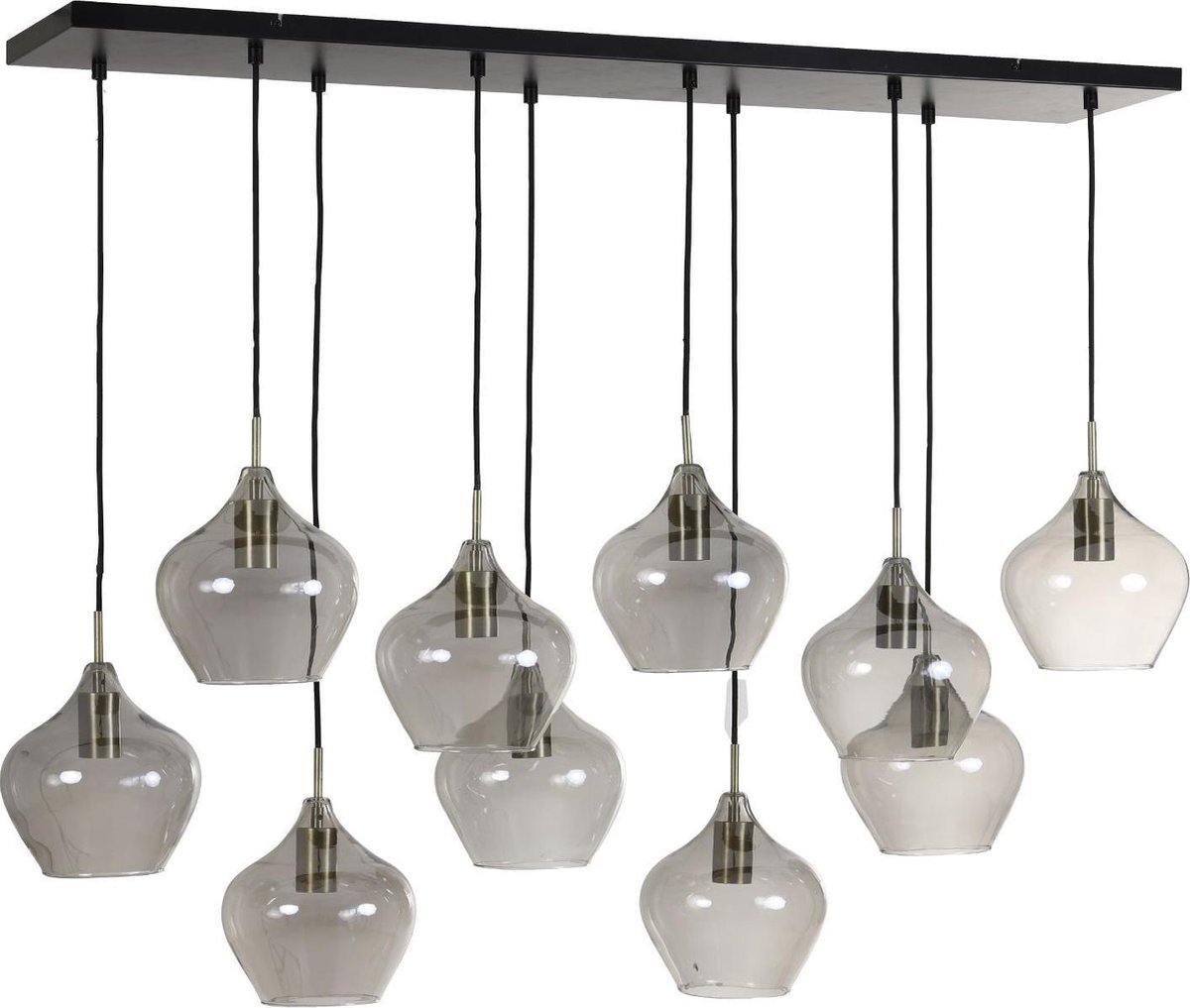 Light & Living Hanglamp Rakel 10L - Antiek Brons/Smoke - Grijs