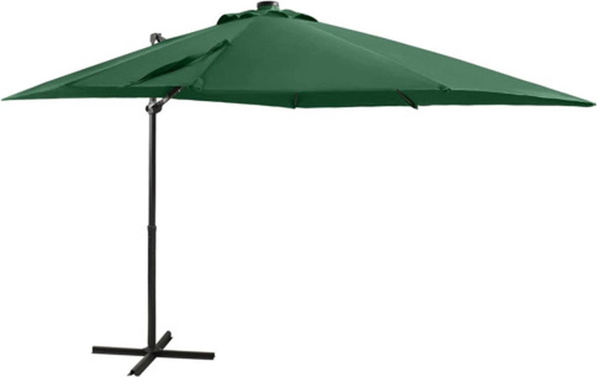 vidaXL Zweefparasol met paal en LED-verlichting 250 cm - Verde