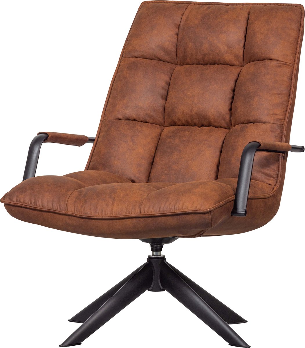 Woood Jouke Draaifauteuil - Kunstleer - Cognac - 96x70x85 - Bruin