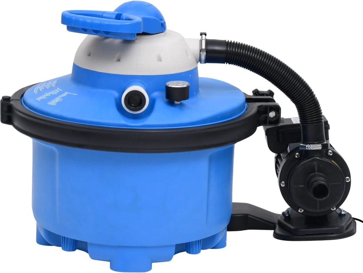 vidaXL Zandfilterpomp 200 W 25 L 385x620x432 mm en zwart - Blauw