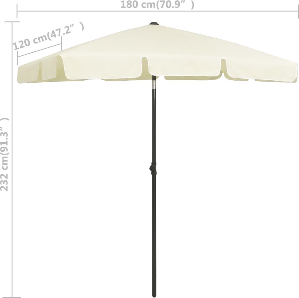 vidaXL Strandparasol 180x120 cm zand - Geel