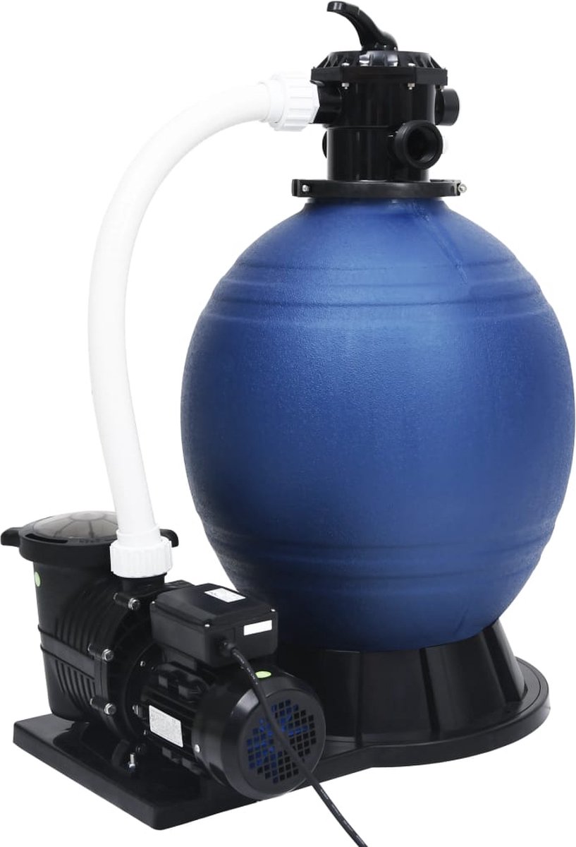 vidaXL Zandfilter met 7 instellingen en 1000 W pomp en zwart - Blauw