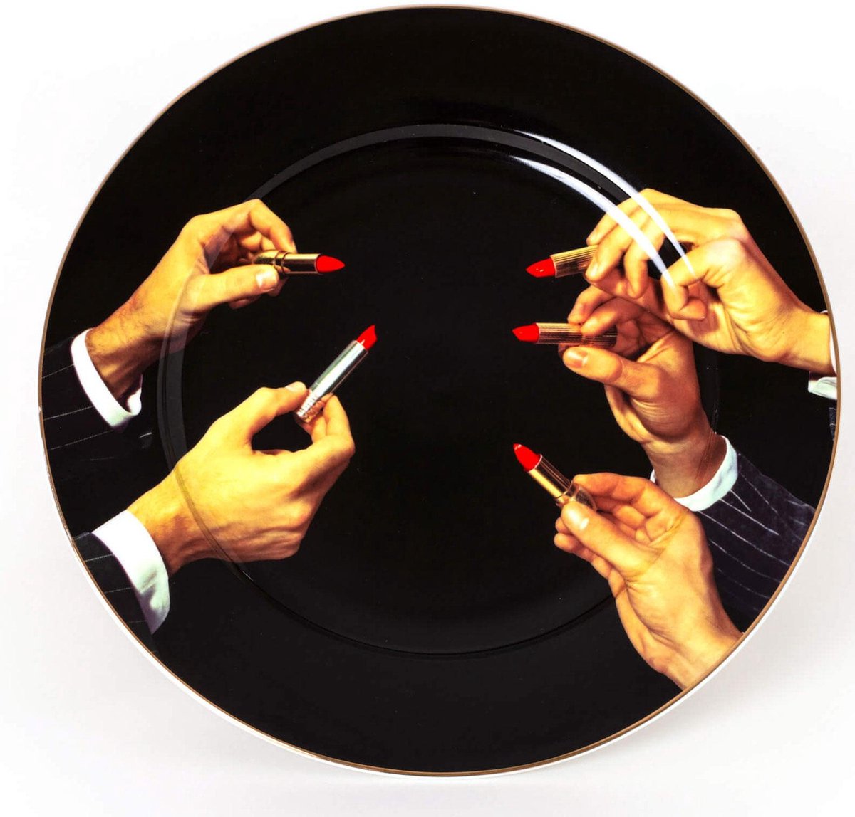 Seletti Toiletpaper dinerbord porselein lipsticks black