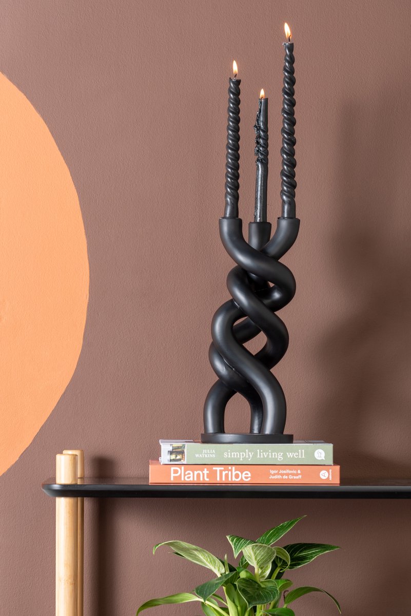Present Time - Kandelaar Twisted 13x31,4x13 cm - Zwart