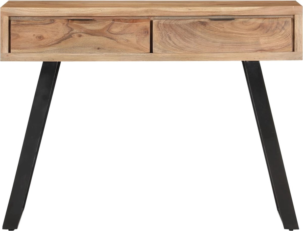 vidaXL Wandtafel met natuurlijke rand 100x35x76 cm massief acaciahout - Bruin