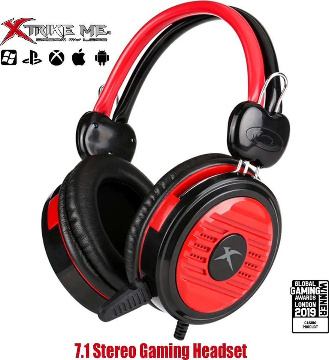 XTRIKE ME 7.1 Surround Gaming Headset - Over-Ear - Multi Platform - Met Mic - HP-308 Perfect voor gaming zoals Fortnite - Pubg -Battlefield