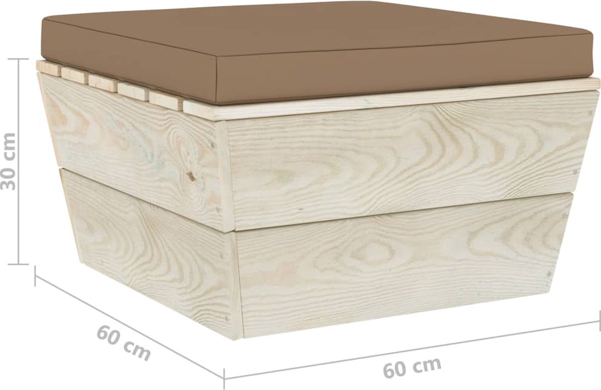 vidaXL Tuinhocker met kussen pallet geïmpregneerd vurenhout - Bruin