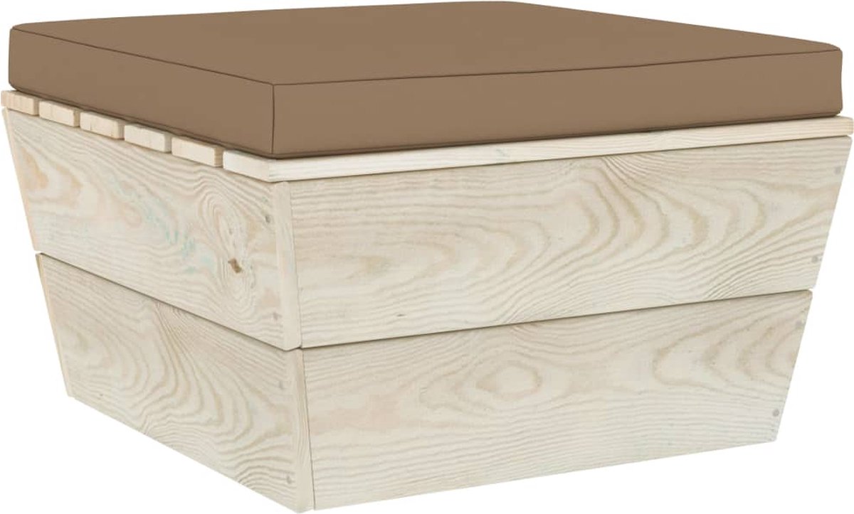 vidaXL Tuinhocker met kussen pallet geïmpregneerd vurenhout - Bruin