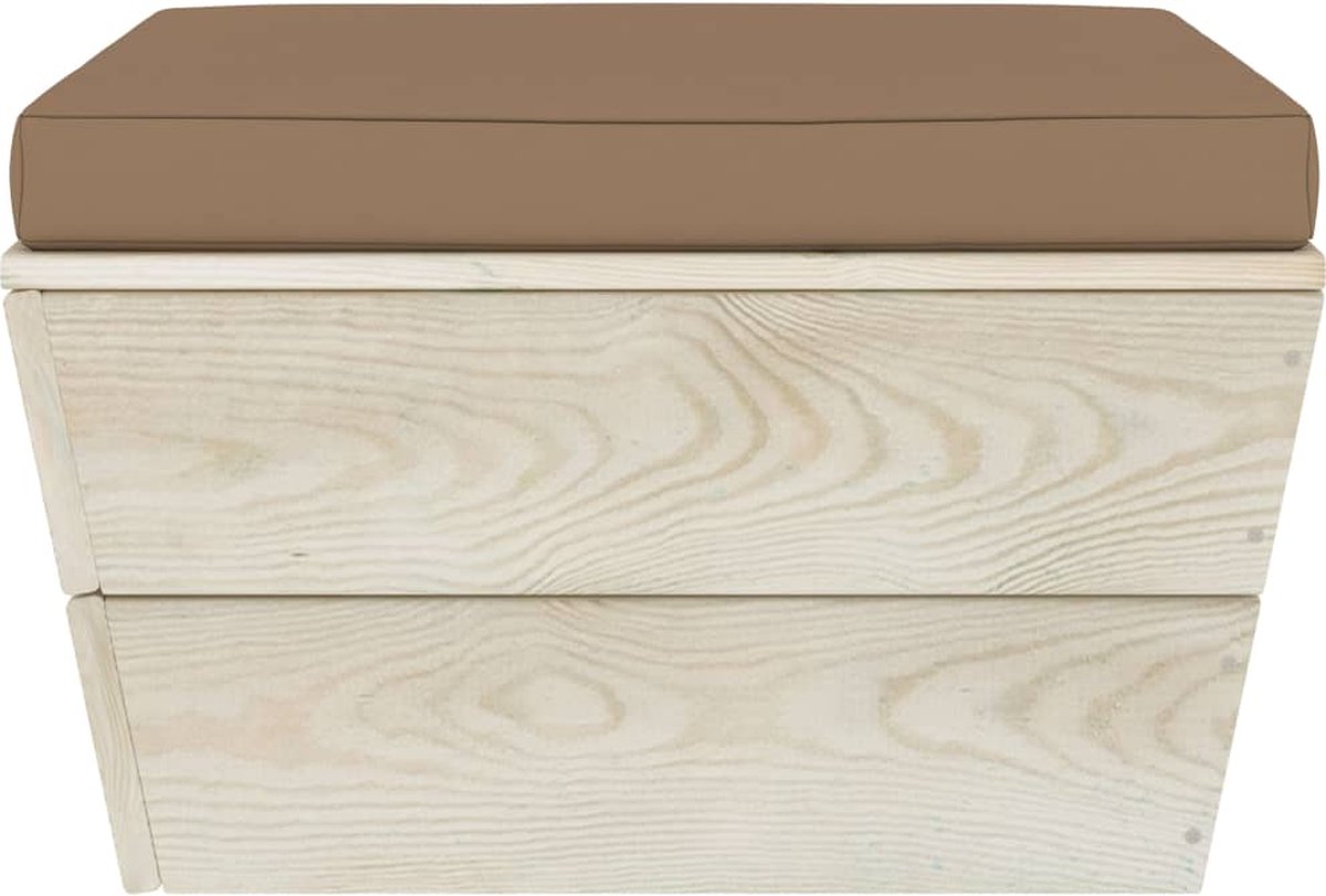 vidaXL Tuinhocker met kussen pallet geïmpregneerd vurenhout - Bruin