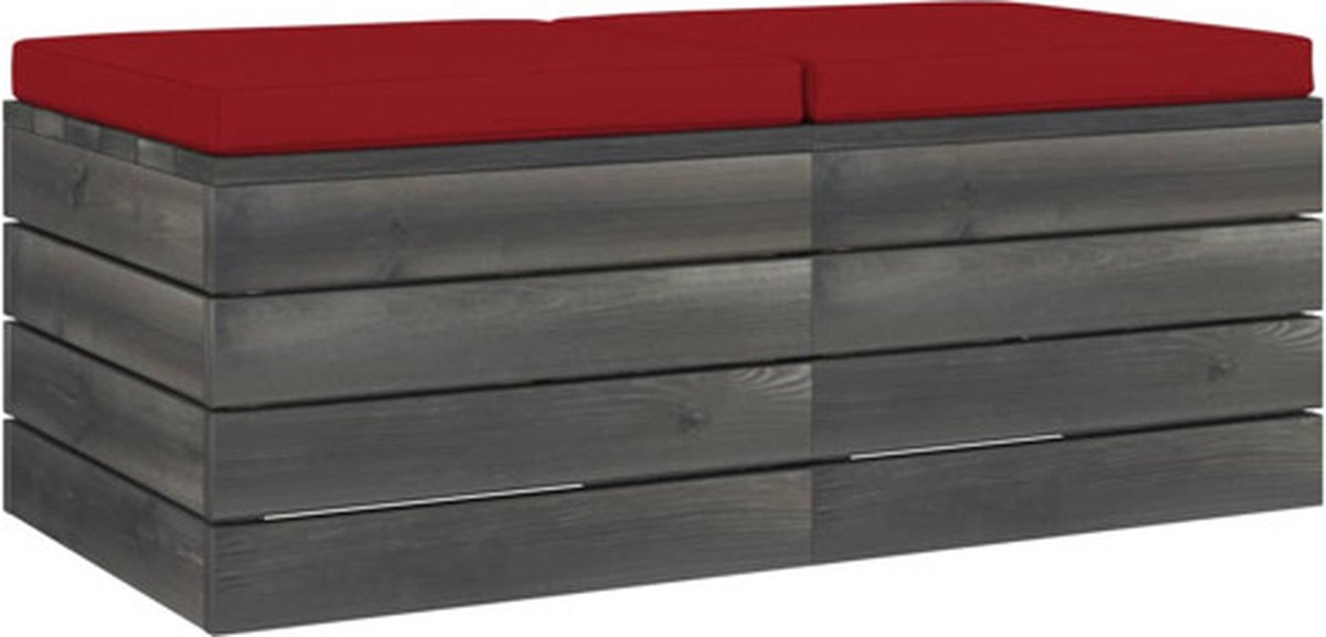 vidaXL Tuinhockers 2 st met kussens pallet massief grenenhout - Rojo