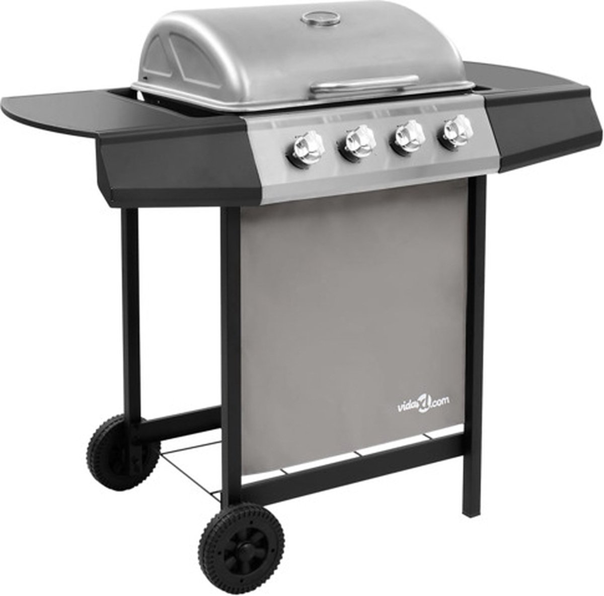 vidaXL Gasbarbecue met 4 branders zwart en zilverkleurig - Silver