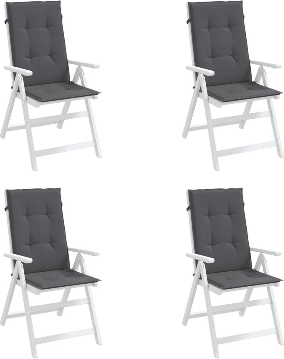 vidaXL Tuinstoelkussens 4 st 120x50x3 cm antracietkleurig - Grijs