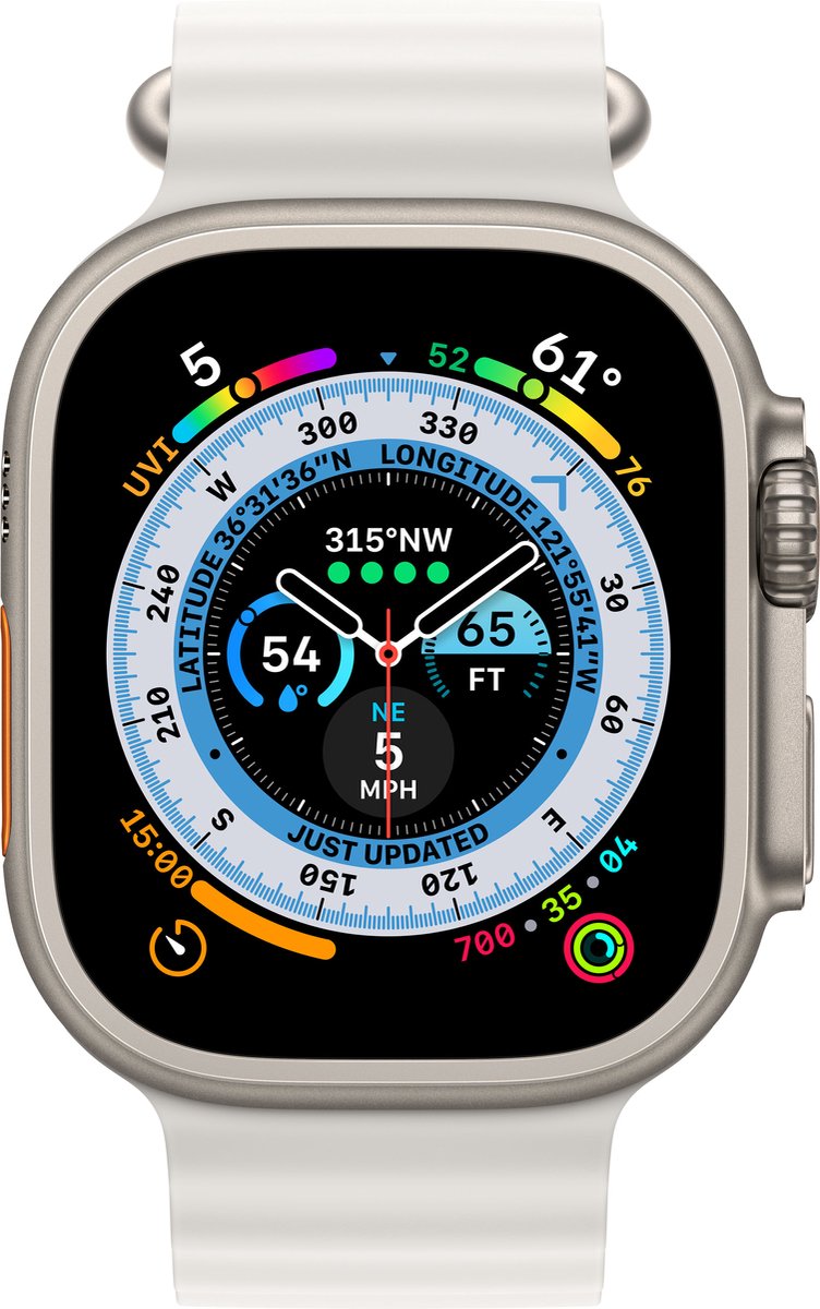 Apple Watch Ultra 49 Mm White/ocean Band - Zwart