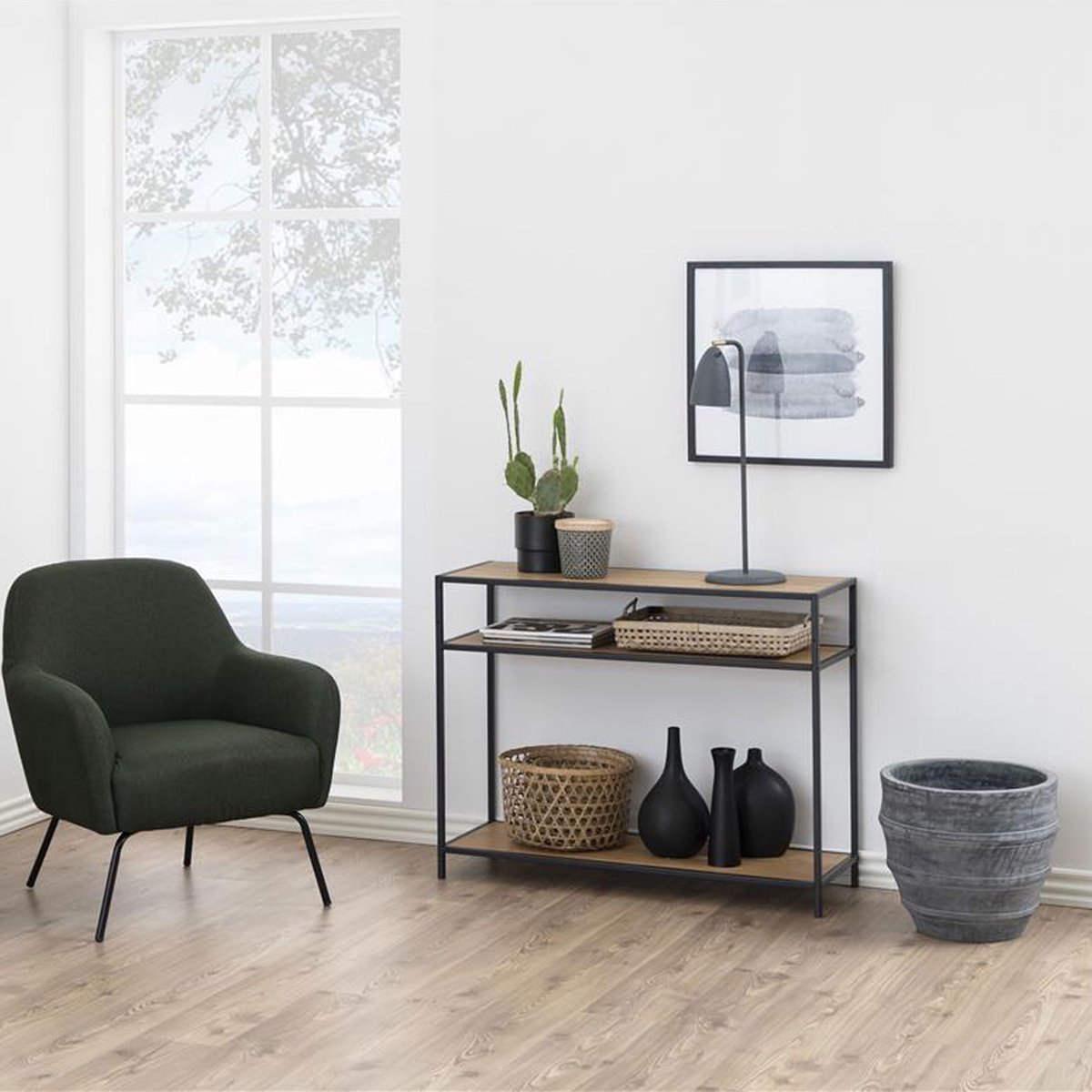 Lisomme Vic houten sidetable naturel - 100 x 35 cm - Bruin