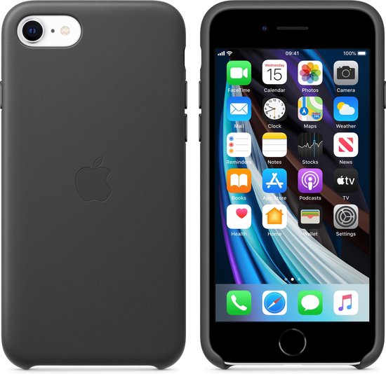 Apple iPhone SE 2020 Leather Back Cover - Zwart