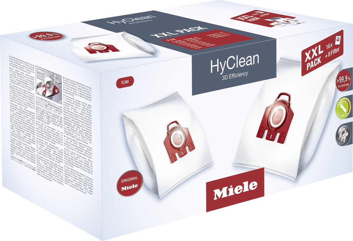 Miele XXL-Pack HyClean 3D Efficiency FJM - Stofzuigerzakken - Rood