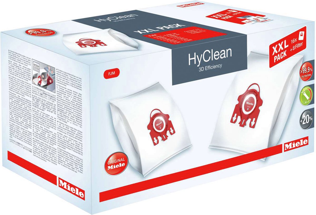 Miele XXL-Pack HyClean 3D Efficiency FJM - Stofzuigerzakken - Rood
