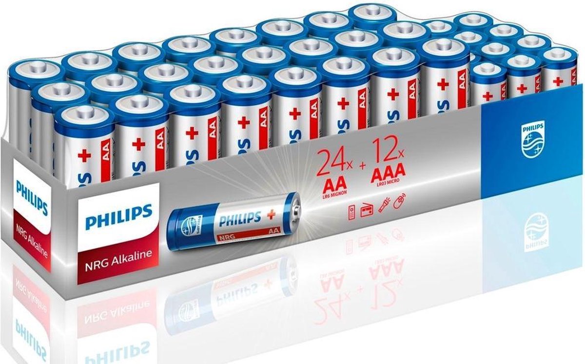 Philips 24xaa + 12xaaa Alkaline Batterijen